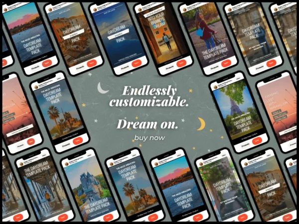 Collage of phones with the Pinterest templates on the screens, with text that reads "endless publishing opportunities, buy now"