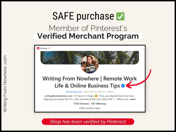Screenshot of Pinterest account showing Verified Merchant status